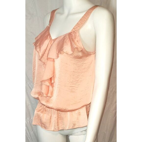 Kenar Peach Camisole Wide shoulder Bands, Ruffled Front and Elastic Waist - M - Picture 3 of 9